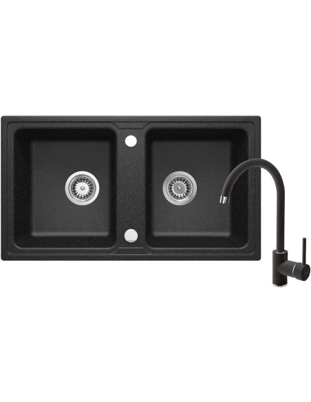 Deante Zorba Granīta izlietne ar krānu, 2 bļodu ZQZA2203