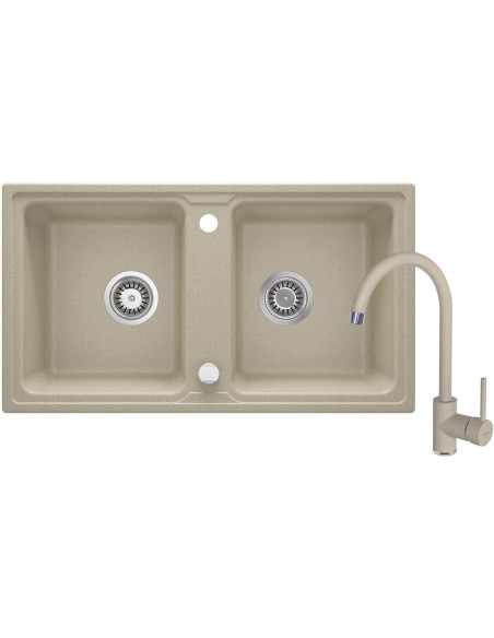 Deante Zorba Granīta izlietne ar krānu, 2 bļodiņu ZQZA7203