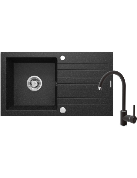 Deante Zorba Granīta izlietne ar krānu, 1 bļoda ar noteku ZQZV2113