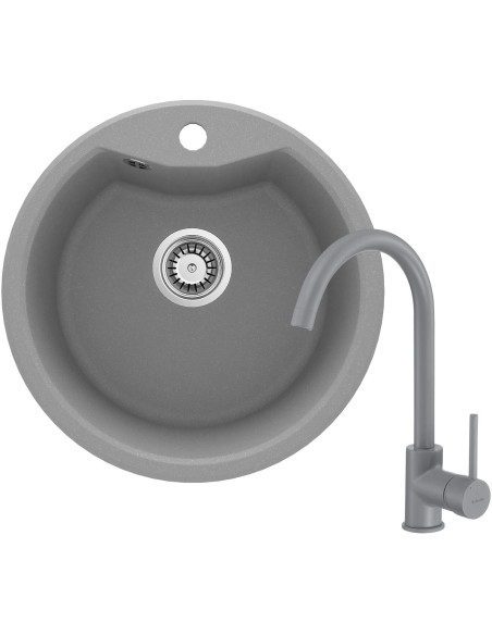 Deante Solis granīta izlietne ar jaucējkrānu, 1 bļoda ZRSBS803