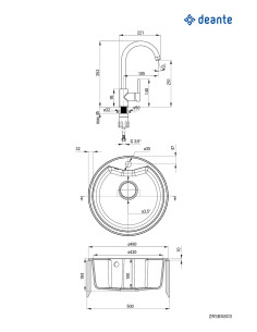 Deante Solis granīta izlietne ar jaucējkrānu, 1 bļoda ZRSBS803 2