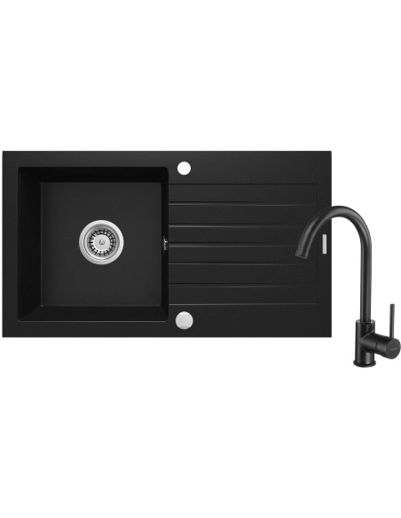 Deante Zorba Granīta izlietne ar krānu, 1 bļoda ar noteku ZQZVN113