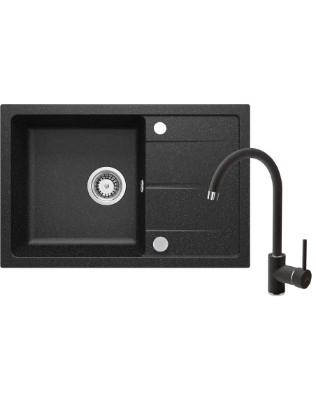 Deante Leda Granīta izlietne ar krānu, 1 bļoda ar noteku ZRDA2113