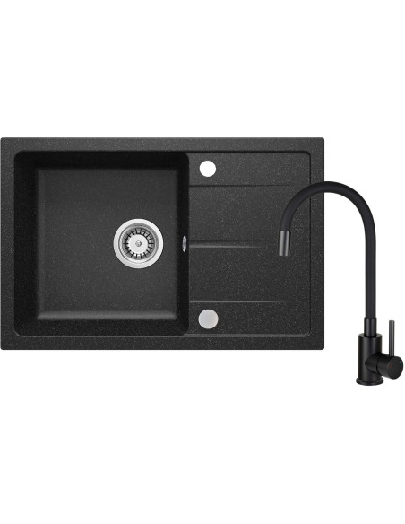 Deante Leda granīta izlietne ar krānu, ar elastīgu snīpi ZRDP2113