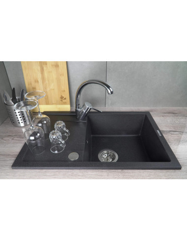 Deante Corio granīta izlietne ar krānu, ar elastīgu snīpi ZRCP2113