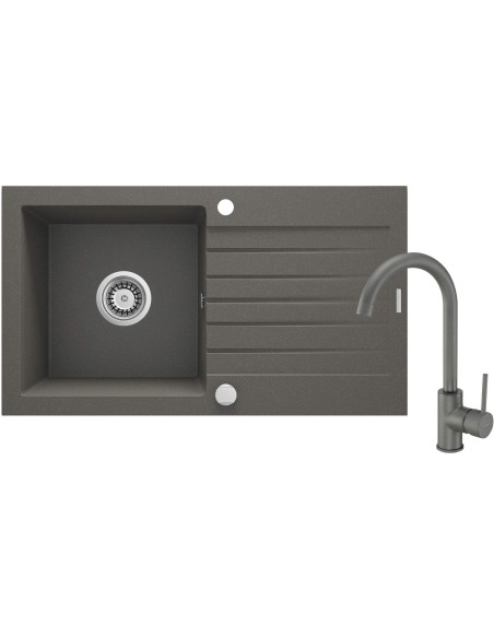 Deante Zorba Granīta izlietne ar krānu, 1 bļoda ar noteku ZQZVT113