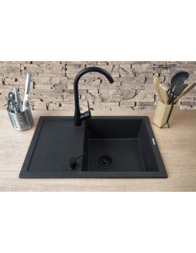 Deante Corio Granīta izlietne ar krānu, 1 bļoda ar noteci - ar dozatoru ZRCC2113