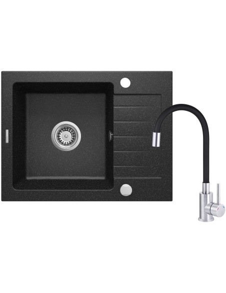 Deante Zorba Granīta izlietne ar krānu, 1 bļoda ar noteku ZQZC211A