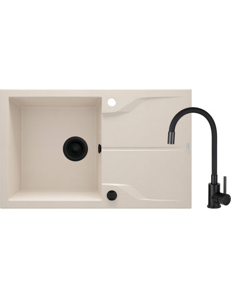 Deante Andante Granīta izlietne ar jaucējkrānu, 1 bļoda ar notecinājumu ZQNN5113