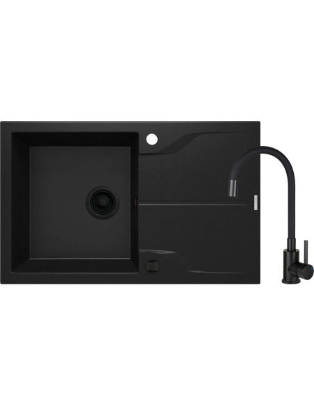 Deante Andante Granīta izlietne ar krānu, 1 bļoda ar noteku ZQNNN113