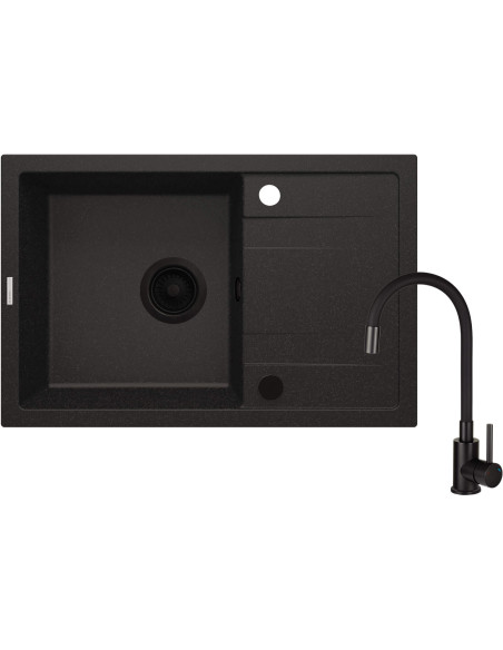 Deante Corio Granīta izlietne ar krānu, 1 bļoda ar noteku ZRCPG113