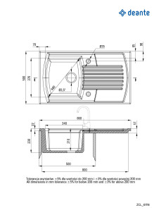 Deante Lusitano Keramikas izlietne, 1 bļoda ar noteku ZCL_611N 2