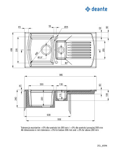 Deante Lusitano Keramikas izlietne, 1,5 bļoda ar noteku ZCL_651N 2