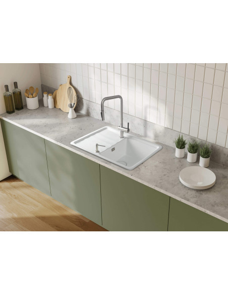 Deante Momi keramikas izlietne, 1 bļoda ar notecinātāju ZCM_6113