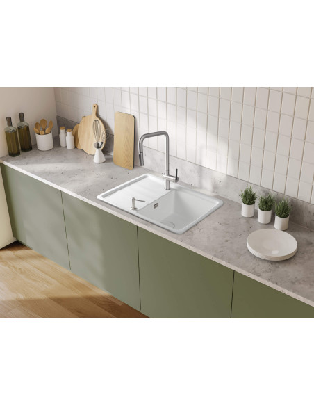 Deante Momi keramikas izlietne, 1 bļoda ar notecinātāju ZCM_6113