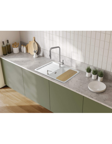 Deante Momi keramikas izlietne, 1 bļoda ar notecinātāju ZCM_6113