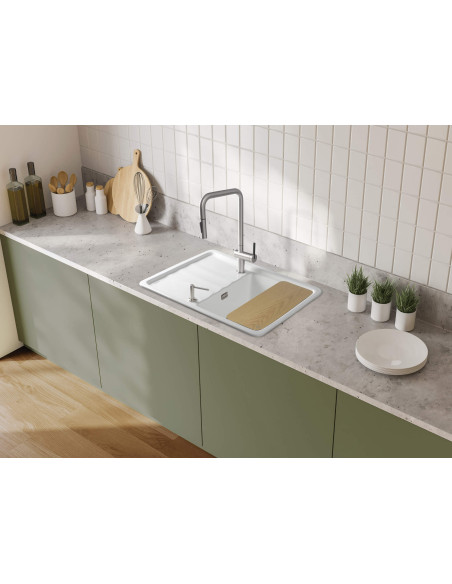 Deante Momi keramikas izlietne, 1 bļoda ar notecinātāju ZCM_6113