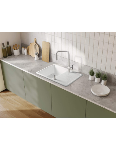 Deante Momi keramikas izlietne, 1 bļoda ar notecinātāju ZCM_6113