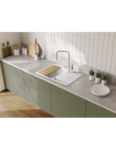 Deante Momi keramikas izlietne, 1 bļoda ar notecinātāju ZCM_6113