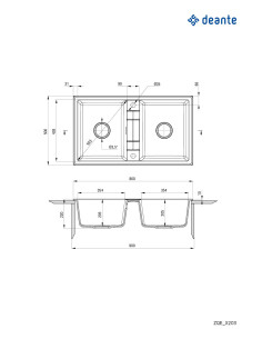 Deante Eridan Granīta izlietne, 2-bļodas ZQE_N203 2
