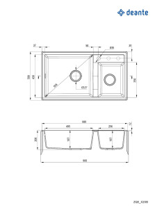 Deante Eridan Granīta izlietne, 2-bļodas ZQE_N20B 2