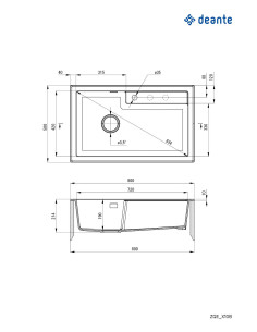 Deante Eridan Granīta izlietne, 1 bļoda ZQE_N10B 2