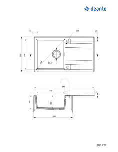 Deante Eridan Granīta izlietne, 1 bļoda ar noteku ZQE_S113 2