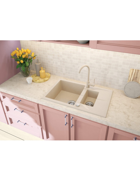 Deante Andante Granīta izlietne, 1,5 bļoda ar noteku ZQN_5513