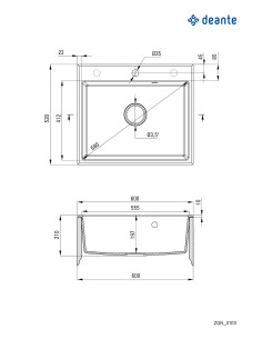Deante Andante Granīta izlietne, 1 bļoda ZQN_G103 2