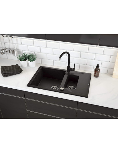 Deante Andante Granīts izlietne, 1,5 bļoda ar noteku ZQN_2513