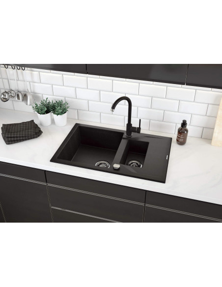 Deante Andante Granīts izlietne, 1,5 bļoda ar noteku ZQN_2513