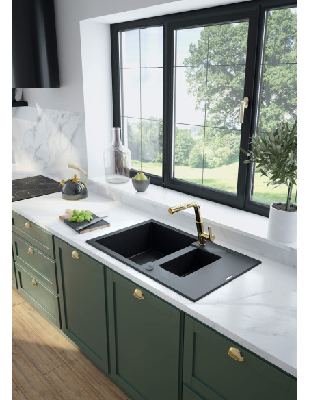 Deante Andante Granīta izlietne, 1,5 bļoda ar noteku ZQN_N513