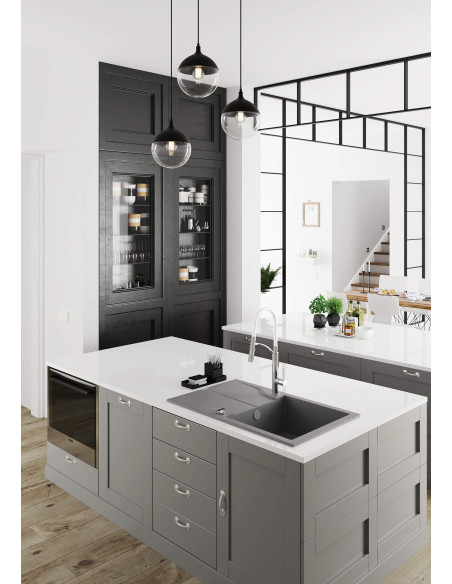 Deante Andante Flush granīta izlietne, 1 bļoda ar notecinātāju - iebūvējama ZQN_N11F