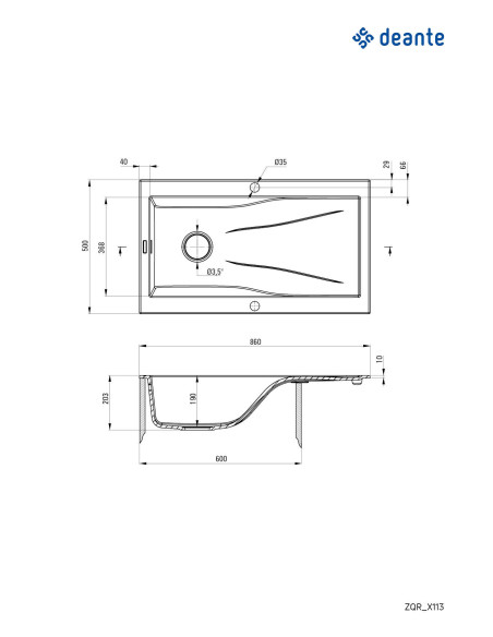 Deante Rapsodia Granite izlietne, 1 bļoda ar noteku ZQR_A113