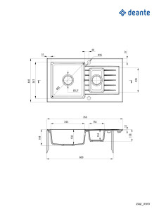Deante Zorba Granīta izlietne, 1,5 bļoda ar noteku ZQZ_7513 2