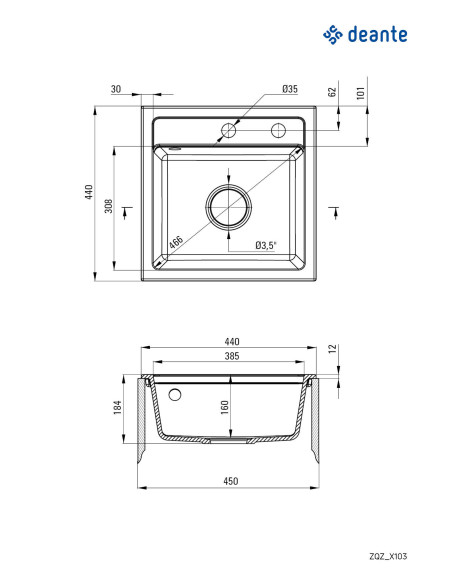 Deante Zorba Granīta izlietne, 1-bļoda ZQZ_N103