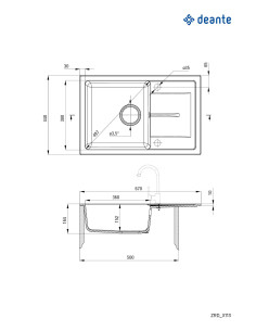 Deante Leda Granīta izlietne, 1-bļoda ar noteku ZRD_7113 2