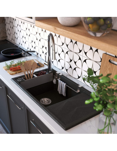 Deante Magnetic Magnetic granīta izlietne, 1 bļoda ar notecinājumu ZRM_G113