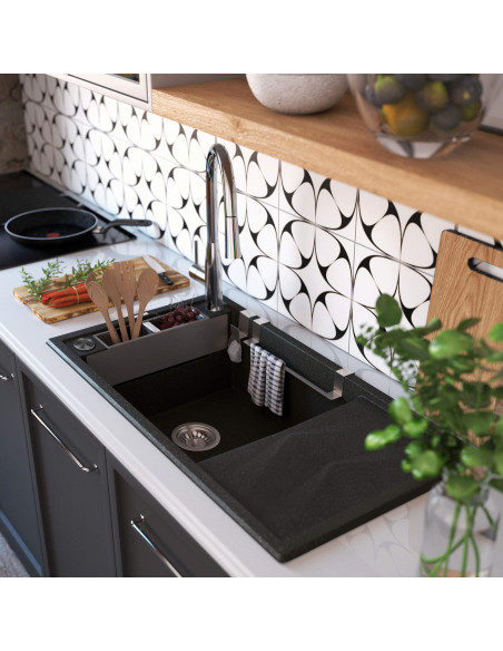 Deante Magnetic Magnetic granīta izlietne, 1 bļoda ar notecinājumu ZRM_G113