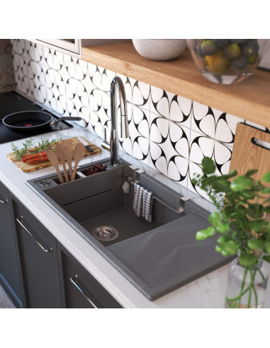 Deante Magnetic Magnetic granīta izlietne, 1 bļoda ar notecinājumu ZRM_S113