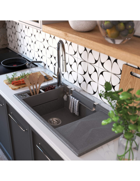 Deante Magnetic Magnetic granīta izlietne, 1 bļoda ar notecinājumu ZRM_S113