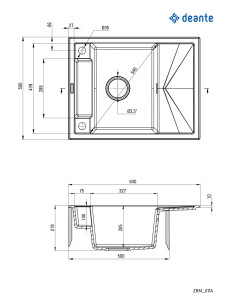Deante Magnetic Magnetic granīta izlietne, 1 bļoda ar notecinājumu ZRM_N11A 2