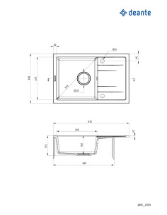 Deante Corio Granīta izlietne, 1-bļoda ar notekas sistēma ZRC_2113 2