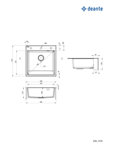 Deante Eridan Granīta izlietne, 1 bļoda ZQE_A10K