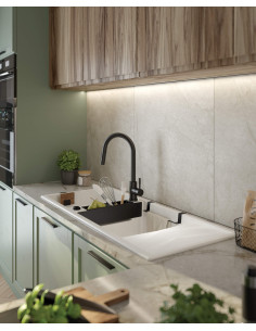 Deante Magnetic Magnētiskā granīta izlietne, 2-bļoda ar noteci ZRM_A213 2