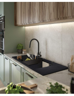 Deante Magnetic Magnētiskā granīta izlietne, 2-bļoda ar noteci ZRM_G213 2