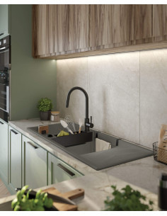 Deante Magnetic Magnētiskā granīta izlietne, 2-bļoda ar noteci ZRM_T213 2