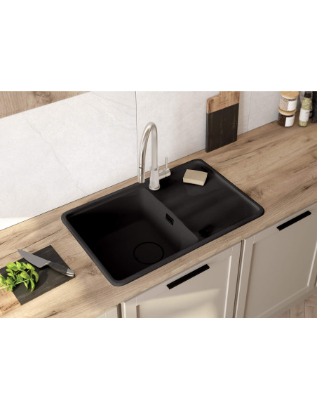 Deante Momi Granīta izlietne, 1 bļoda ar noteci ZKM_G113