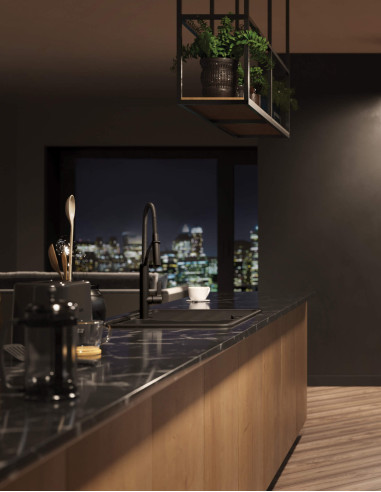 Deante Momi Granīta izlietne, 1 bļoda ar noteku ZKM_N113