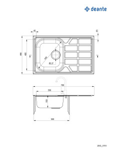 Deante Soul Steel izlietne, 1-bļoda ar noteci ZEO_3113 2